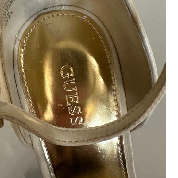 Guess Womens Sancia 8.5 Dress Sandals Heels Stilettos Cream Bows Ankle Strap - Picture 9 of 11